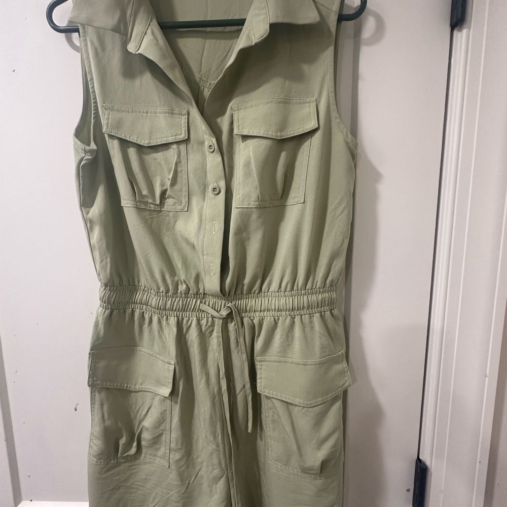 Sleeveless Olive Green Utility Jumpsuit